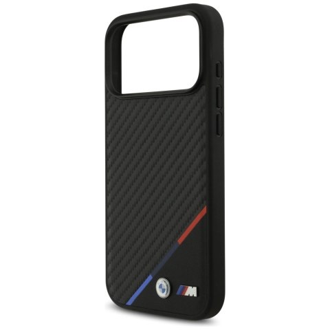 Etui BMW M Carbon Tricolor Line MagSafe na iPhone 17 Pro Max - czarne