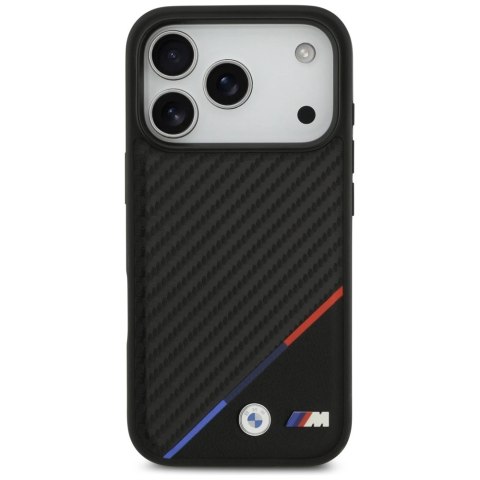 Etui BMW M Carbon Tricolor Line MagSafe na iPhone 17 Pro - czarne