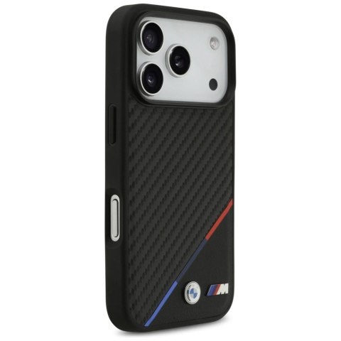 Etui BMW M Carbon Tricolor Line MagSafe na iPhone 17 Pro - czarne