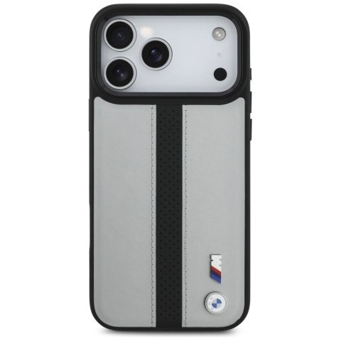 Etui BMW M Perforated Stripe Logo MagSafe na iPhone 17 Pro Max - szare