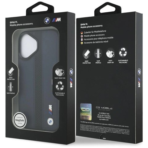 Etui BMW M Perforated Stripe Logo MagSafe na iPhone 17 - granatowe