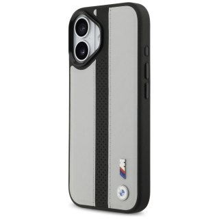 Etui BMW M Perforated Stripe Logo MagSafe na iPhone 17 - szare