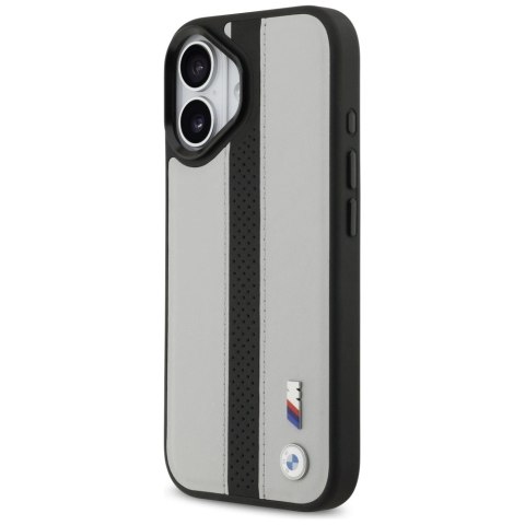 Etui BMW M Perforated Stripe Logo MagSafe na iPhone 17 - szare