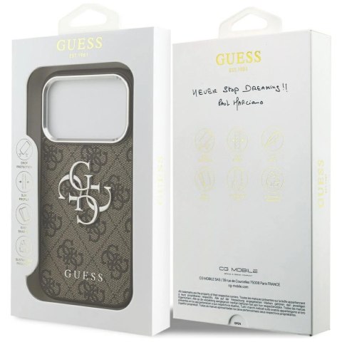 Etui Guess 4G Big 4G Classic Logo na iPhone 17 Pro brązowy - srebrne