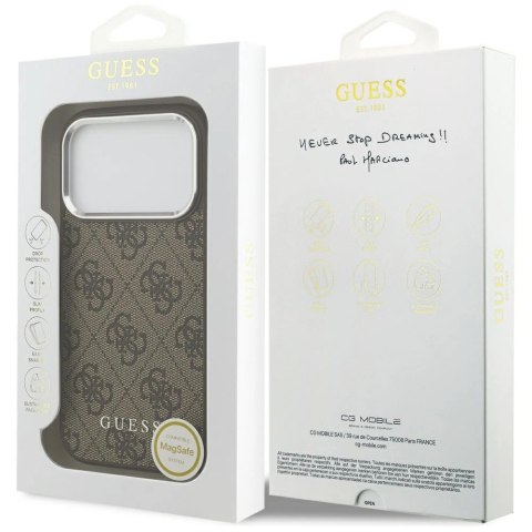 Etui Guess 4G Classic Logo MagSafe na iPhone 17 Pro Max - brązowe