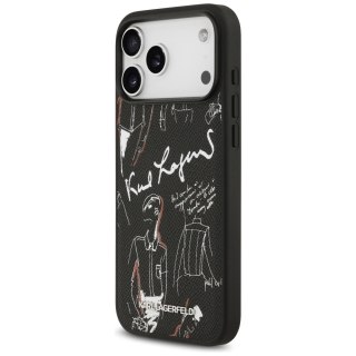 Etui Karl Lagerfeld Grained Pattern&Logo MagSafe do iPhone 17 Pro Max - czarne