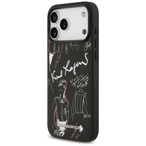 Etui Karl Lagerfeld Grained Pattern&Logo MagSafe do iPhone 17 Pro Max - czarne