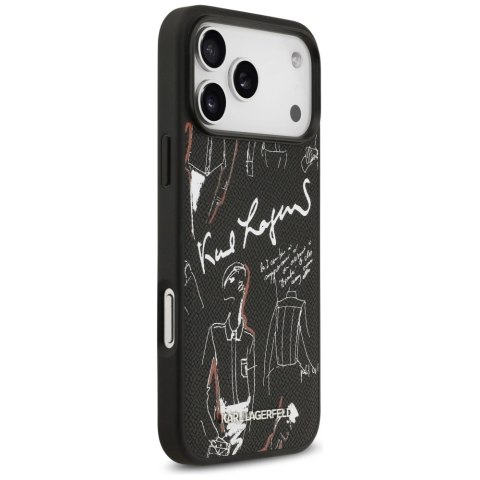Etui Karl Lagerfeld Grained Pattern&Logo MagSafe do iPhone 17 Pro Max - czarne