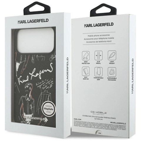 Etui Karl Lagerfeld Grained Pattern&Logo MagSafe do iPhone 17 Pro Max - czarne