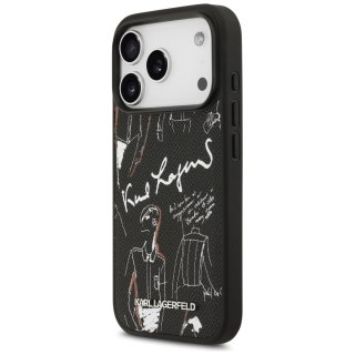 Etui Karl Lagerfeld Grained Pattern&Logo MagSafe do iPhone 17 Pro - czarne