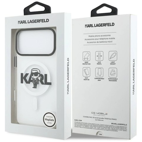 Etui Karl Lagerfeld IML Karl Sketch Logo MagSafe do iPhone 17 Pro Max - przezroczyste