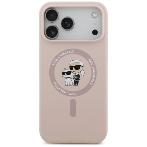 Etui Karl Lagerfeld Silicone Karl&Choupette Ring MagSafe do iPhone 17 Pro Max - różowe