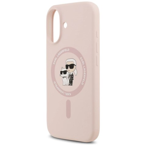 Etui Karl Lagerfeld Silicone Karl&Choupette Ring MagSafe do iPhone 17 - różowe