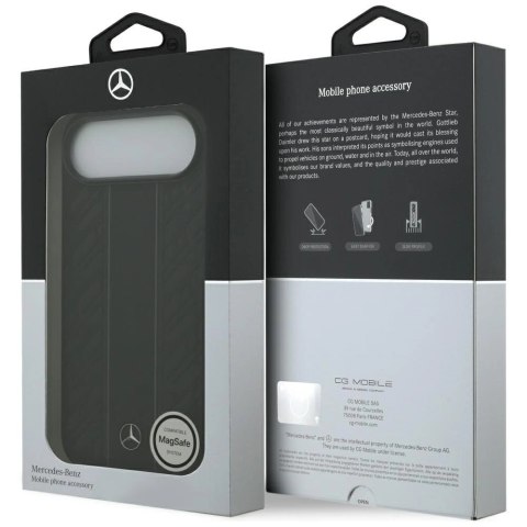Etui Mercedes Leather Laurel Leaves Stripes MagSafe do iPhone 17 Air - czarne