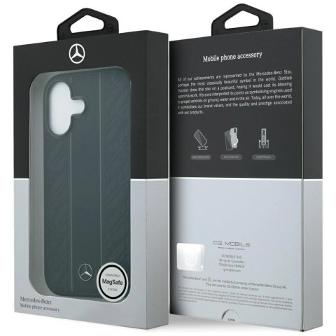 Etui Mercedes Leather Laurel Leaves Stripes MagSafe do iPhone 17 - czarne