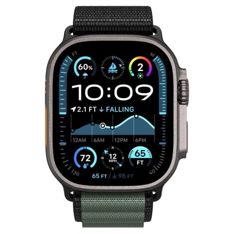 Pasek Pasek Spigen WBF1 na Apple Watch 44 / 45 / 46 / 49 mm - czarno-zielony