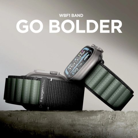 Pasek Pasek Spigen WBF1 na Apple Watch 44 / 45 / 46 / 49 mm - czarno-zielony