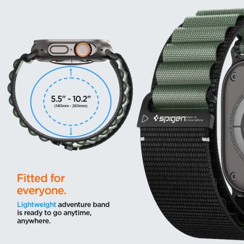 Pasek Pasek Spigen WBF1 na Apple Watch 44 / 45 / 46 / 49 mm - czarno-zielony