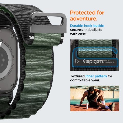 Pasek Pasek Spigen WBF1 na Apple Watch 44 / 45 / 46 / 49 mm - czarno-zielony