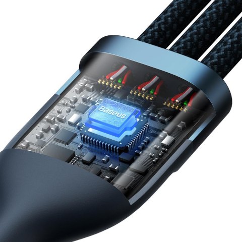 Baseus kabel 3w1 Flash II USB - micro USB + Lightning + USB-C 1,2m 3,5A niebieski 66W Baseus kabel 3w1 Flash II USB - micro USB + Lightning + USB-C 1,2m 3,5A niebieski 66W