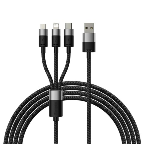Baseus kabel 3w1 StarSpeed USB - micro USB + Lightning + USB-C 1,2m 3,5A czarny Baseus kabel 3w1 StarSpeed USB - micro USB + Lightning + USB-C 1,2m 3,5A czarny