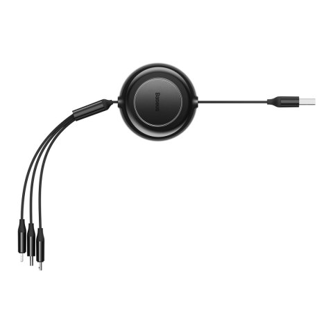 Baseus kabel Bright Mirror 2 3w1 USB - micro USB + Lightning + USB-C 1,1m 3,5A czarny zwijany Baseus kabel Bright Mirror 2 3w1 USB - micro USB + Lightning + USB-C 1,1m 3,5A czarny zwijany