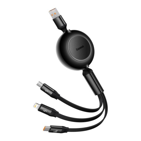 Baseus kabel Bright Mirror 2 3w1 USB - micro USB + Lightning + USB-C 1,1m 66W czarny zwijany Baseus kabel Bright Mirror 2 3w1 USB - micro USB + Lightning + USB-C 1,1m 66W czarny zwijany