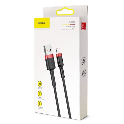 Baseus kabel Cafule USB - Lightning 3,0m 2A czerwono-czarny Baseus kabel Cafule USB - Lightning 3,0m 2A czerwono-czarny