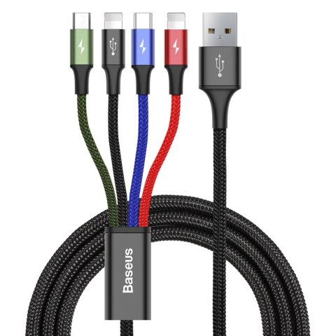 Baseus kabel Fast 4w1 USB - micro USB + 2x Lightning + USB-C 1,2m 3,5A czarny Baseus kabel Fast 4w1 USB - micro USB + 2x Lightning + USB-C 1,2m 3,5A czarny