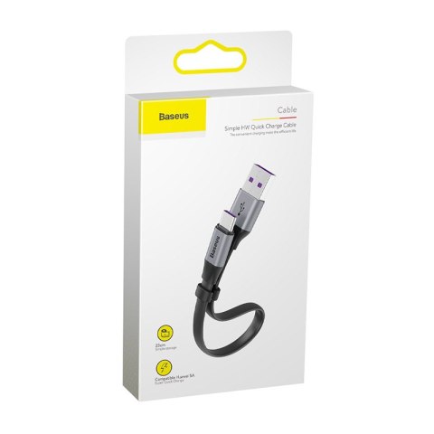 Baseus kabel Nimble USB - USB-C 23cm 5A szaro-czarny 40W Baseus kabel Nimble USB - USB-C 23cm 5A szaro-czarny 40W