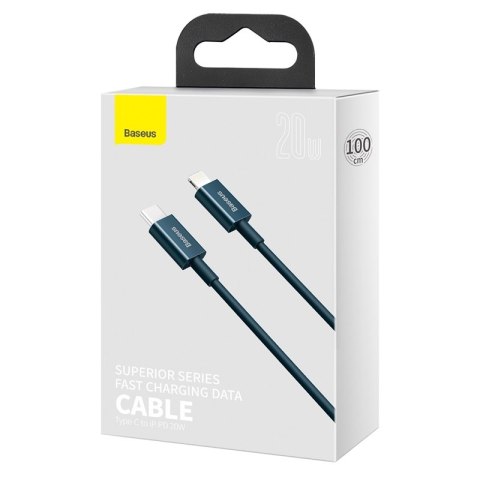 Baseus kabel Superior PD USB-C - Lightning 1,0m niebieski 20W Baseus kabel Superior PD USB-C - Lightning 1,0m niebieski 20W
