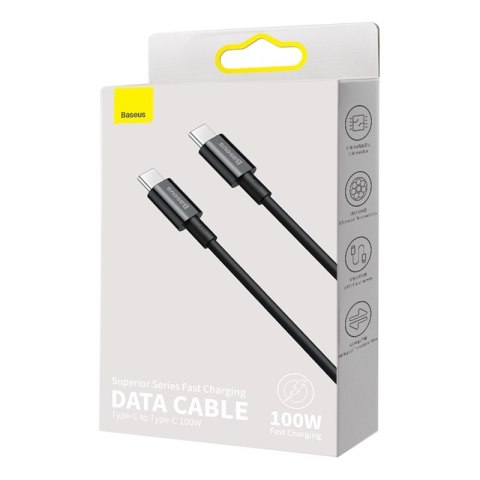 Baseus kabel Superior PD USB-C - USB-C 1,0m czarny 100W Baseus kabel Superior PD USB-C - USB-C 1,0m czarny 100W