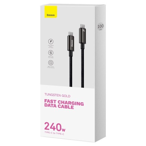 Baseus kabel Tungsten PD USB-C - USB-C 1,0m czarny 240W Baseus kabel Tungsten PD USB-C - USB-C 1,0m czarny 240W