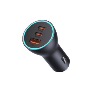 Baseus ładowarka samochodowa Golden Contactor Pro Triple Fast 1x USB 2x USB-C 65W szara