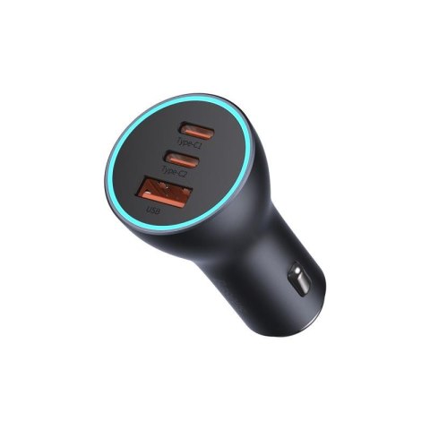 Baseus ładowarka samochodowa Golden Contactor Pro Triple Fast 1x USB 2x USB-C 65W szara
