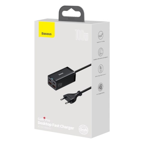 Baseus ładowarka sieciowa GaN3 Pro 100W 2x USB-C 2x USB czarna Baseus ładowarka sieciowa GaN3 Pro 100W 2x USB-C 2x USB czarna