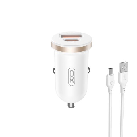 XO ładowarka samochodowa CC56 PD 30W QC 1x USB 1x USB-C biała + kabel USB - USB-C XO ładowarka samochodowa CC56 PD 30W QC 1x USB 1x USB-C biała + kabel USB - USB-C