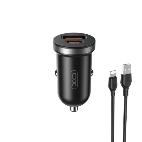 XO ładowarka samochodowa CC56 PD 30W QC 1x USB 1x USB-C czarna + kabel USB - Lightning XO ładowarka samochodowa CC56 PD 30W QC 1x USB 1x USB-C czarna + kabel USB - Lightning