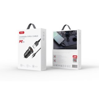 XO ładowarka samochodowa CC56 PD 30W QC 1x USB 1x USB-C czarna + kabel USB - USB-C