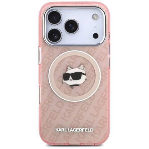 Etui Karl Lagerfeld IML Choupette Head Logo MagSafe na iPhone 17 Pro Max - różowe