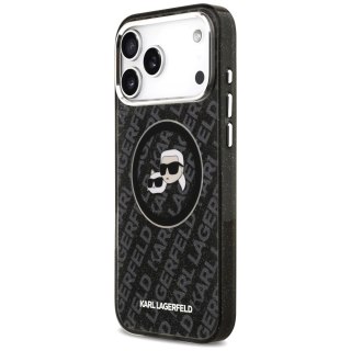 Etui Karl Lagerfeld IML Glitter Karl&Choupette Heads Logo MagSafe na iPhone 17 Pro Max - czarne