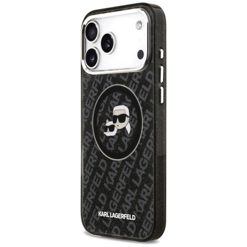Etui Karl Lagerfeld IML Glitter Karl&Choupette Heads Logo MagSafe na iPhone 17 Pro Max - czarne