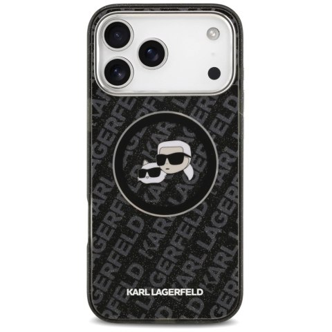 Etui Karl Lagerfeld IML Glitter Karl&Choupette Heads Logo MagSafe na iPhone 17 Pro Max - czarne