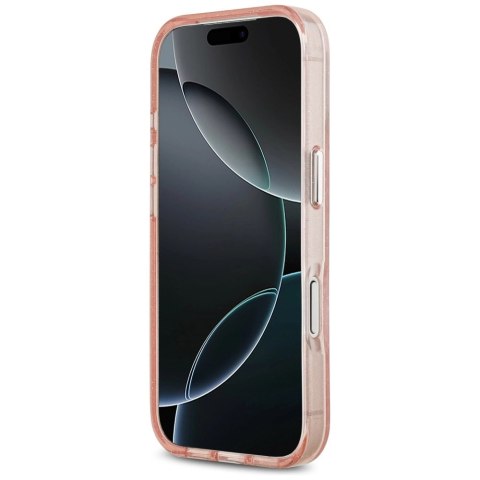 Etui Karl Lagerfeld IML Glitter Karl&Choupette Heads Logo MagSafe na iPhone 17 Pro Max - różowe