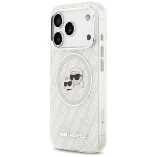 Etui Karl Lagerfeld IML Glitter Karl&Choupette Heads Logo MagSafe na iPhone 17 Pro Max - szare