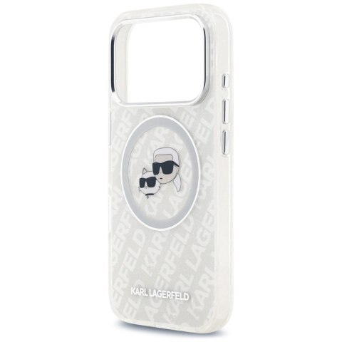 Etui Karl Lagerfeld IML Glitter Karl&Choupette Heads Logo MagSafe na iPhone 17 Pro - szare