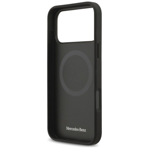 Etui Mercedes Leather Large Laurel Leave MagSafe na iPhone 17 Pro Max - czarno-szary