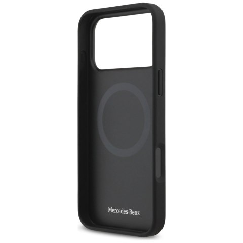 Etui Mercedes Leather Laurel Leaves Stripes MagSafe na iPhone 17 Pro Max - niebieskie