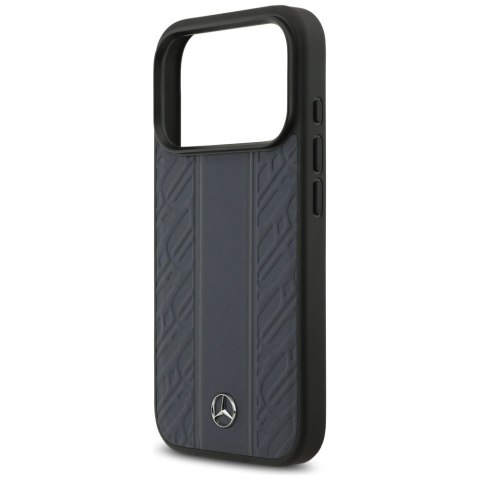 Etui Mercedes Leather Laurel Leaves Stripes MagSafe na iPhone 17 Pro - niebieskie