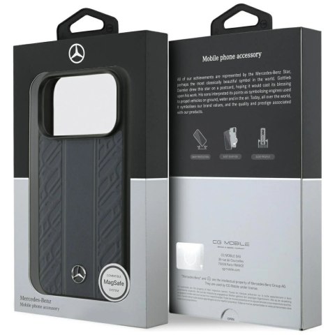 Etui Mercedes Leather Laurel Leaves Stripes MagSafe na iPhone 17 Pro - niebieskie